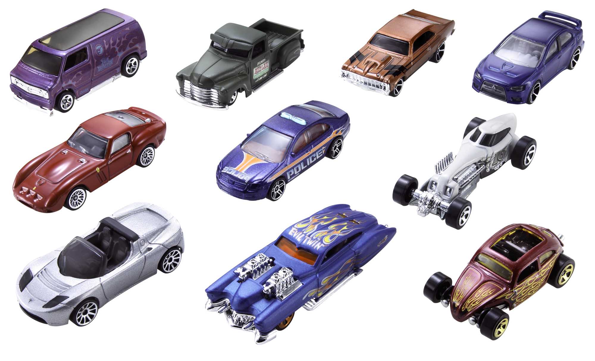 Hot Wheels Set Of 10 1:64 Scale Toy Trucks And Cars For Kids & Collectors - Imagen 2