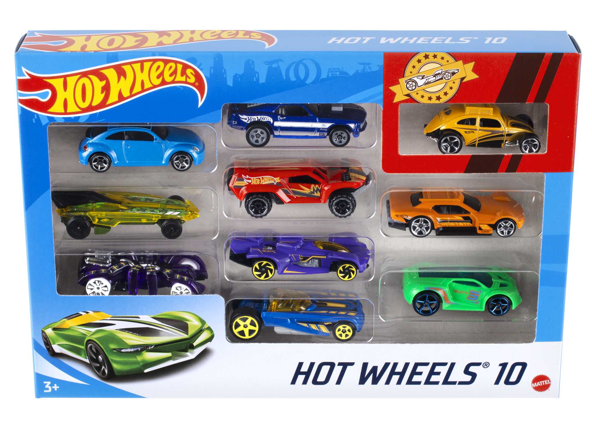 Hot Wheels Set Of 10 1:64 Scale Toy Trucks And Cars For Kids & Collectors